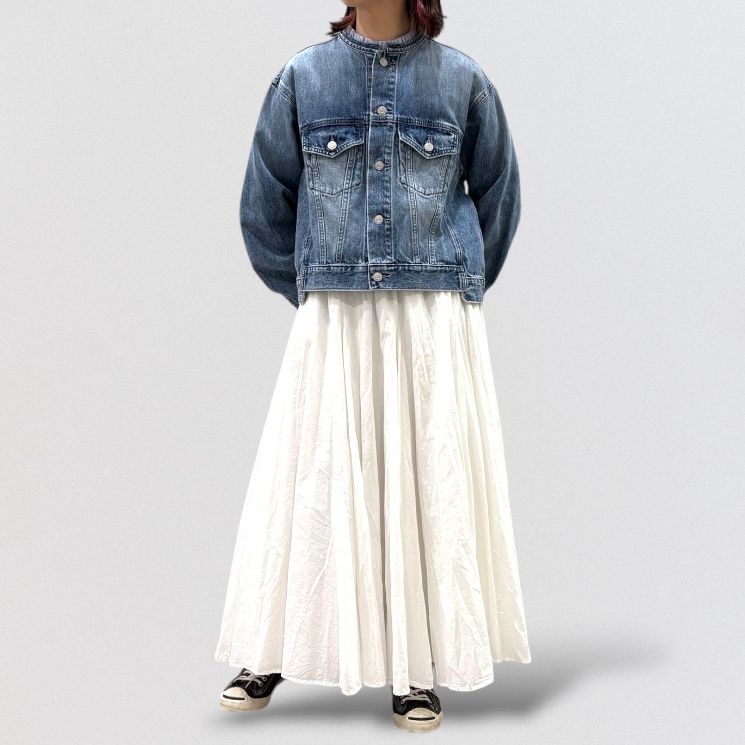 cafuneノーカラーデニムジャケット cafune no collar denim jacket | CoCo Cuore