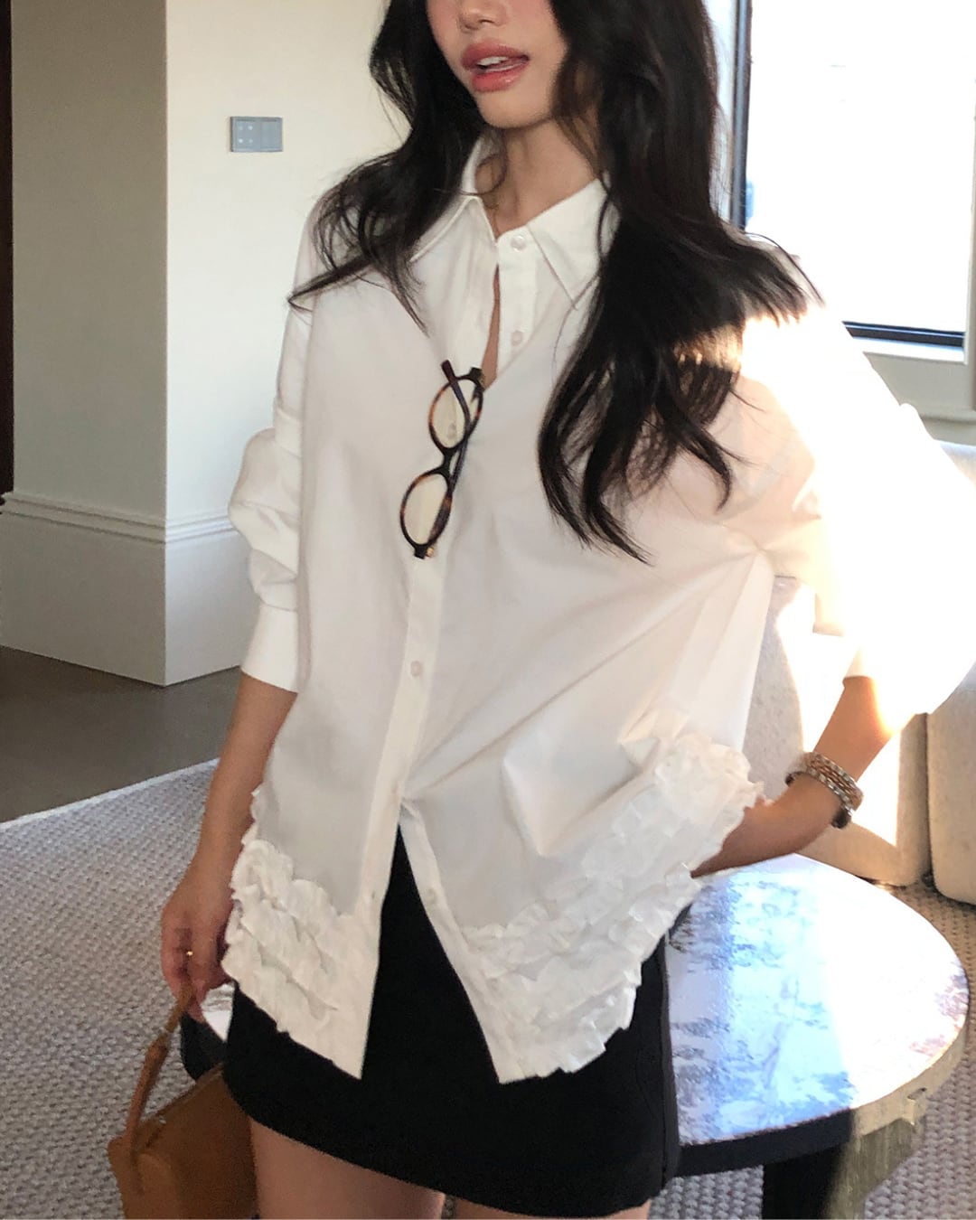 フリルヘムコットンシャツ l5130