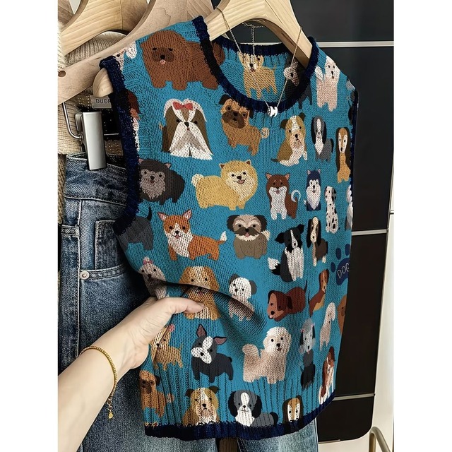 Knit Vest  -dogs-　　item-0434