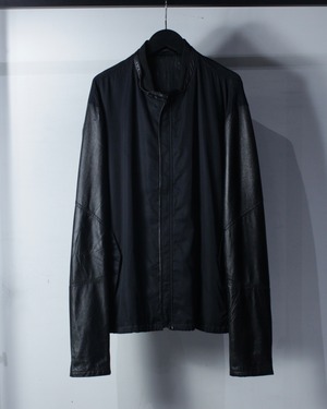【Caka BLACK】Lamb Leather Switching Design Vintage Loose Jacket