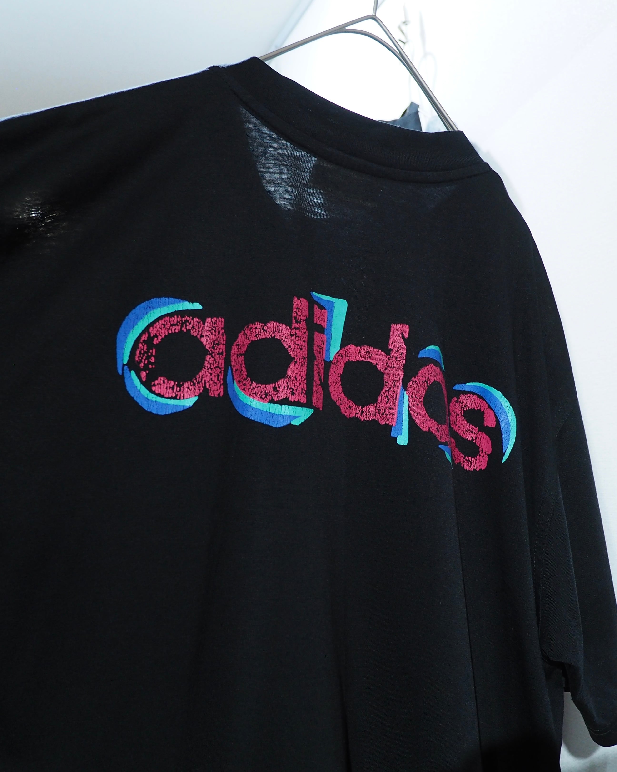 1990s " Old adidas " Neon Trefoil Logo printed vintage SS Tee