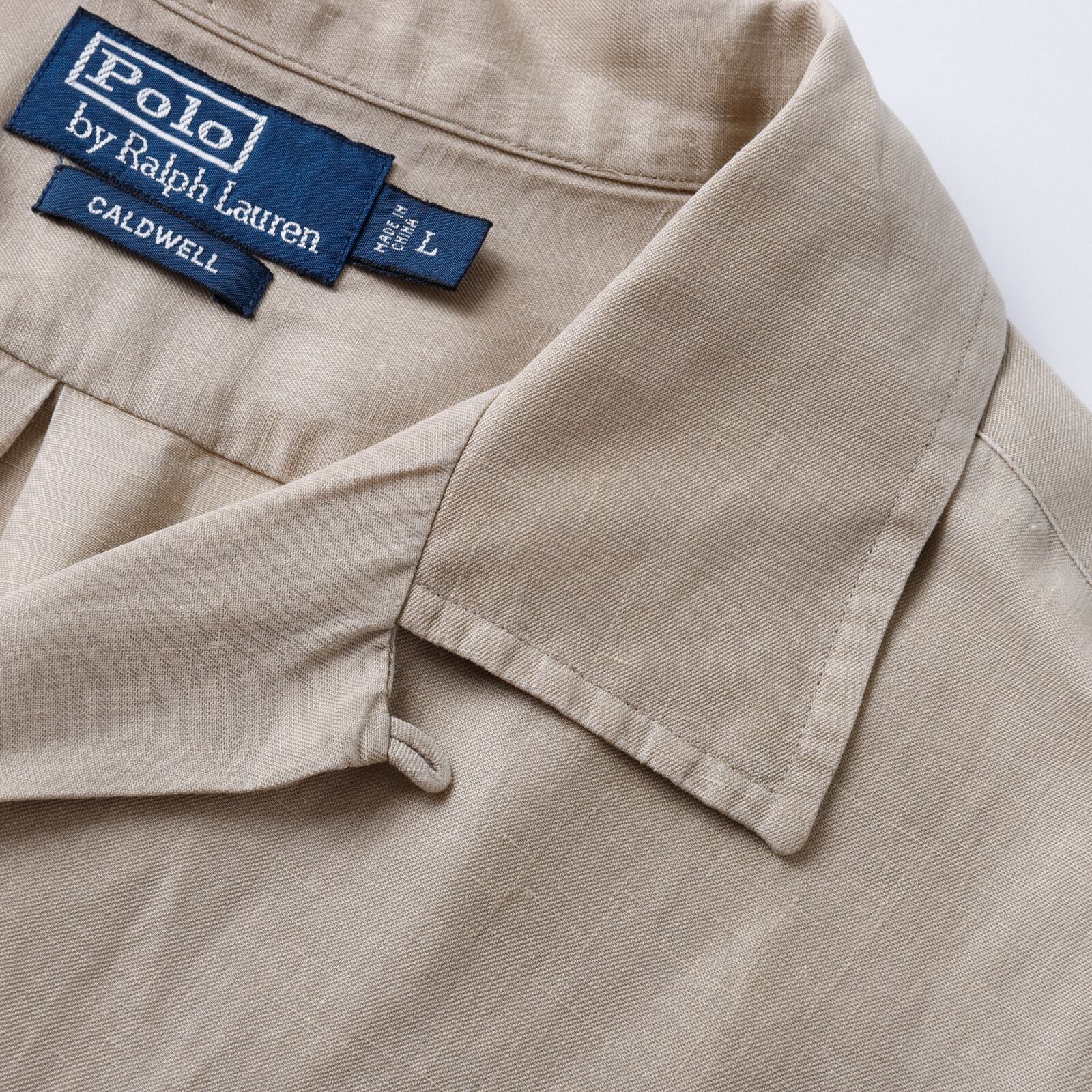 極美品】90s Ralph Lauren special silk linen open collar shirt big 