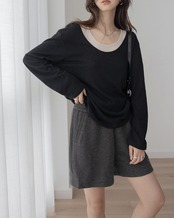 Uneck layered long sleeve Shirt set T20052