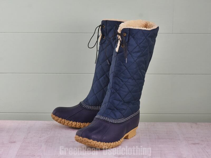E393 USA製 L.L.Bean ビーンブーツ ナイロン 紺 メンズ 10M 28cm