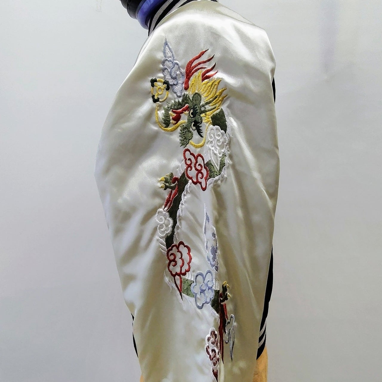 星姫 スカジャン 日本製 波龍 赤富士 昇り龍 ブラック L LL 総刺繍