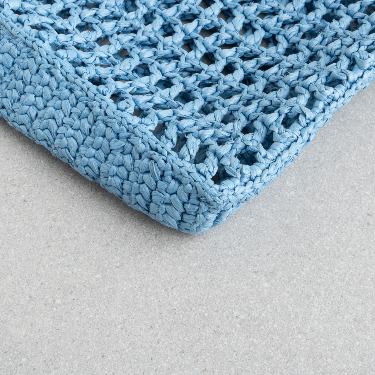 プラダ クロシェ トートバッグ ブルー ラフィア ブラック ロゴ