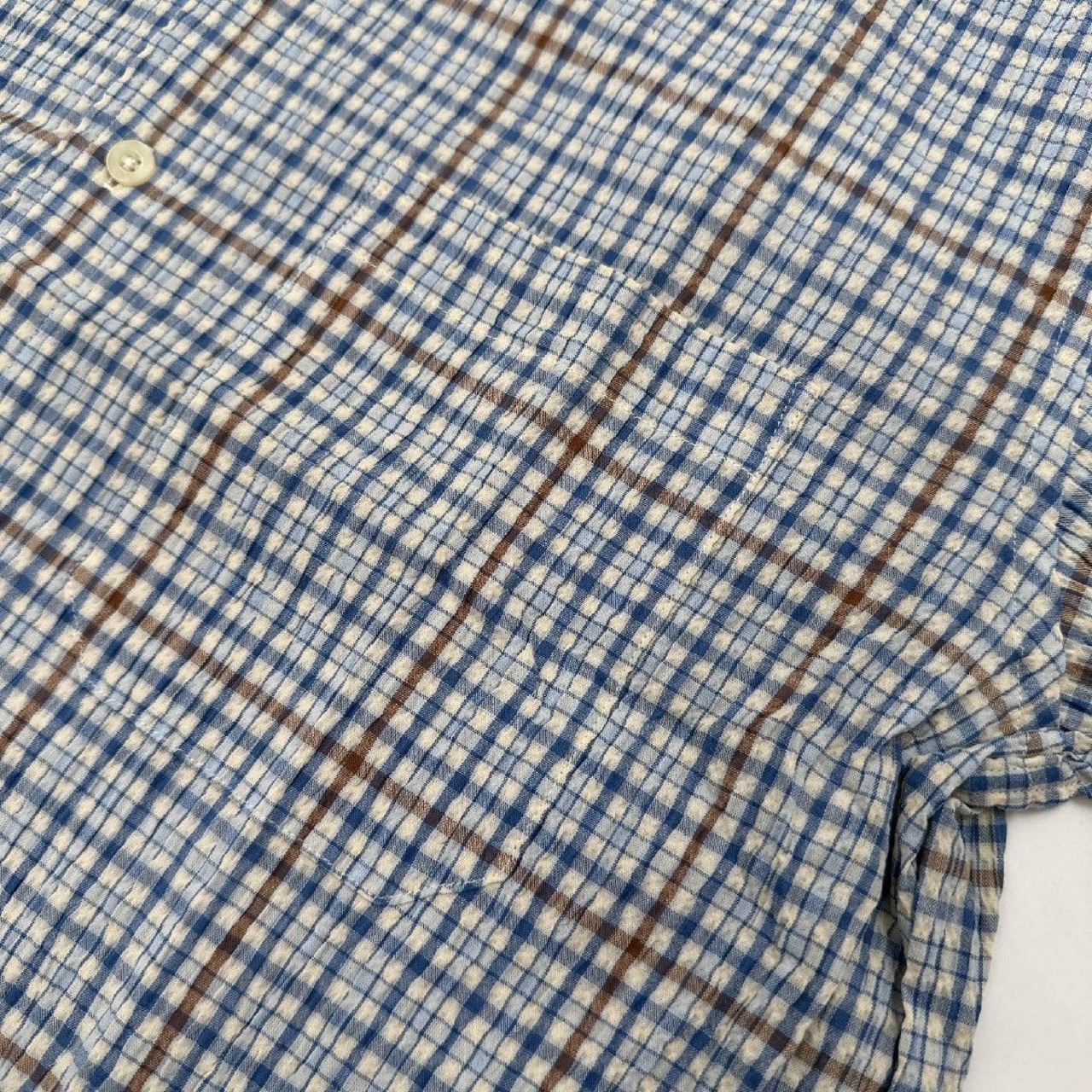 Austin Reed LONDON オースティンリード チェック柄 縮み生地 ストレッチ 半袖シャツ Mサイズ/メンズ/エクストラファインコットン