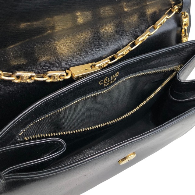 CELINE セリーヌ ショルダーバッグ ブラック ホースビット ブラゾンチェーン レザー vintage ヴィンテージ オールド zstzja