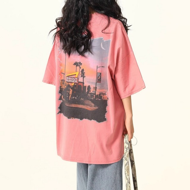 イラストTシャツトップス B0150