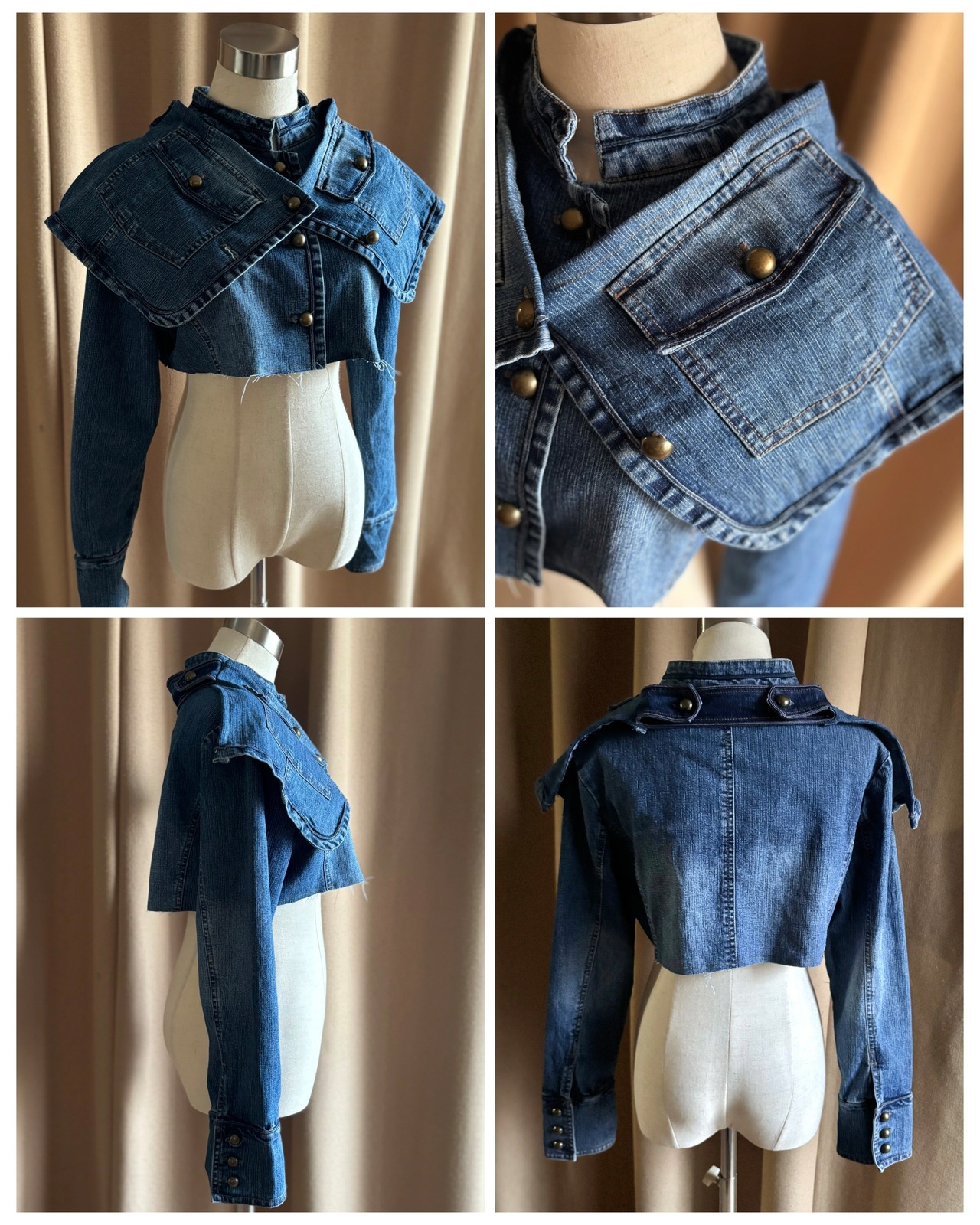 big collar remake denim jacket-5199-3