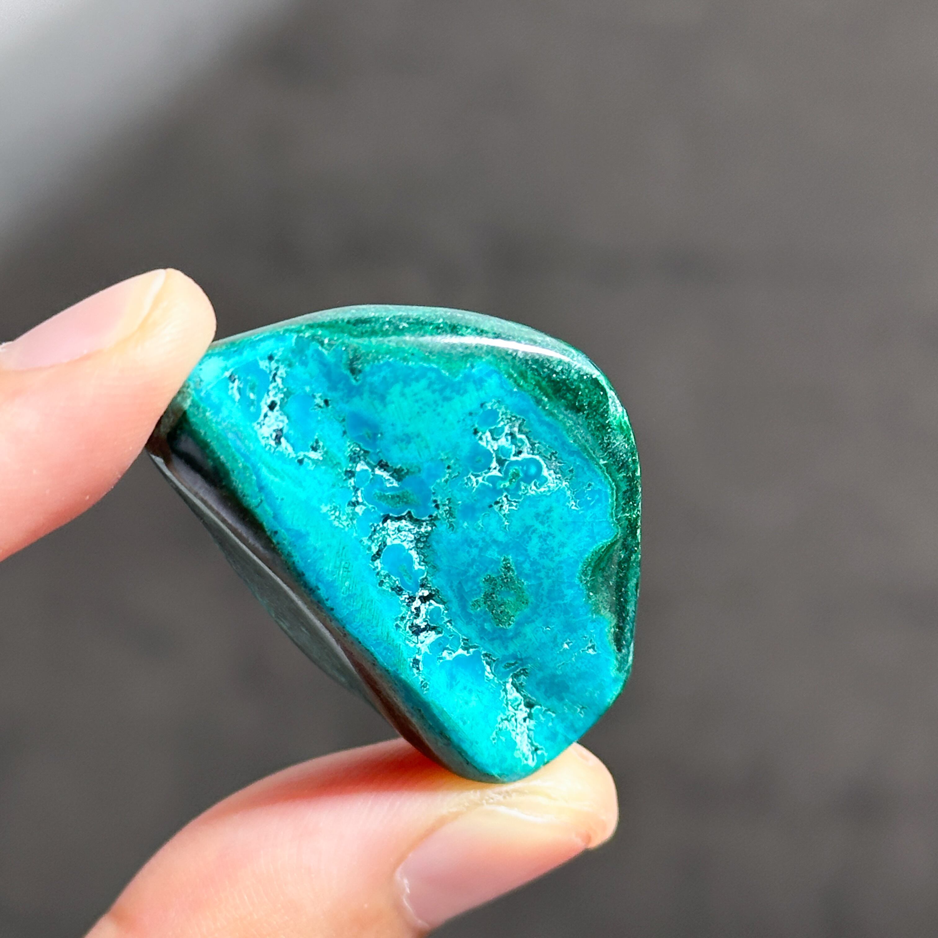 マラカイト with クリソコラ（マラコラ） タンブル41◇ Malachite with