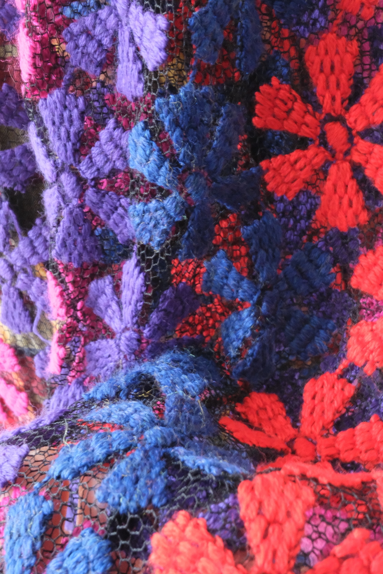 Colorful flower mesh lace cardigan