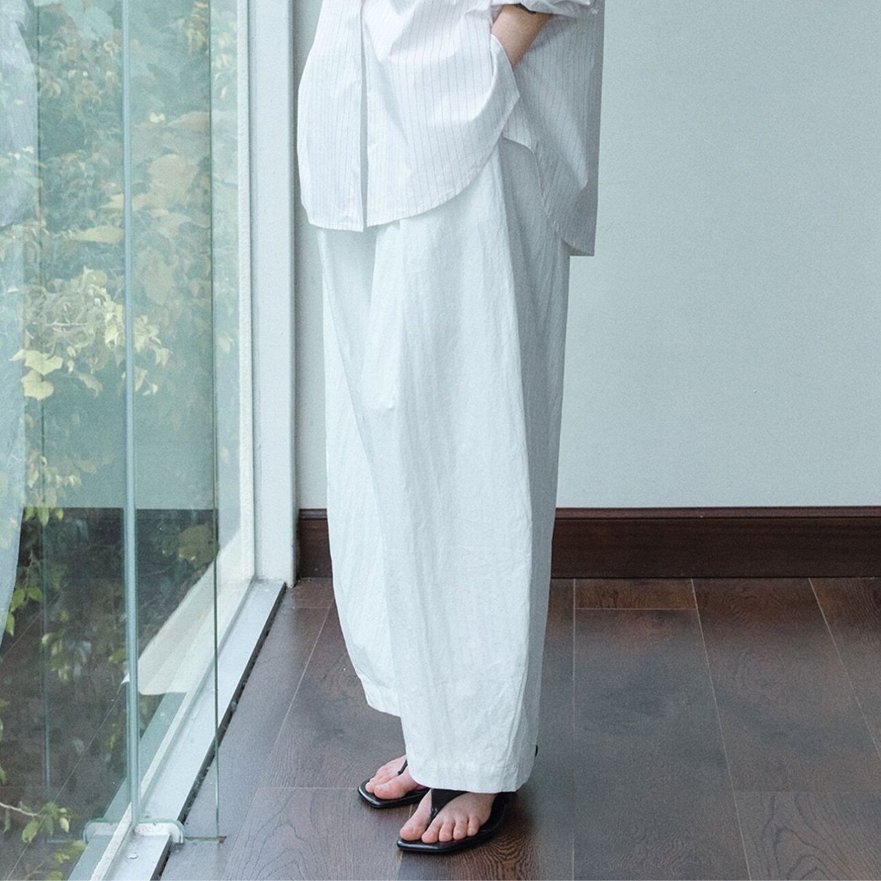 Drawstring Wide Full-Length Pants 【3color】 T4336