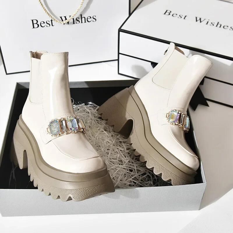 クリスタルシェルシーアンクルスノーブーツ2023,ウィンターファッション,プラットフォーム,滑り止め,カジュアルスポーツ,新品