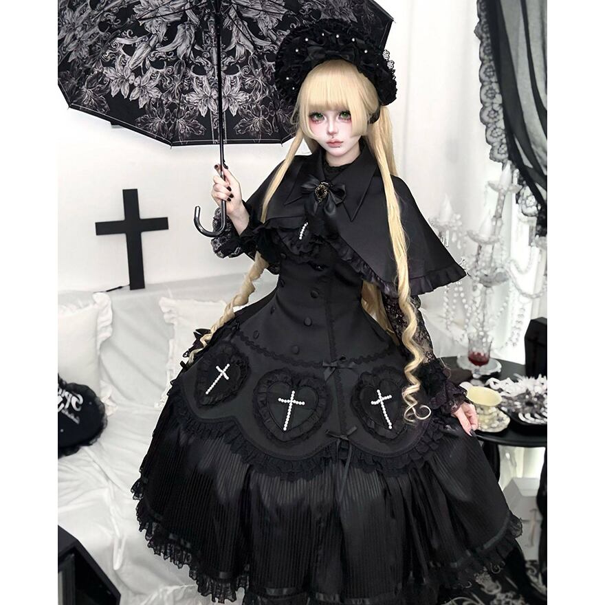 希少❤️ morphoseカラスの羽柄 ドロワーズケープ&ブルマ♡ゴスロリ ゴスロリ ダークウィドウ 魔女 ケープ 病み可愛い ダークゴシック