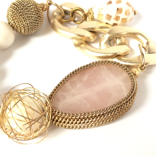 【 UNSEABLE 】Stone cherm braceret / Gold