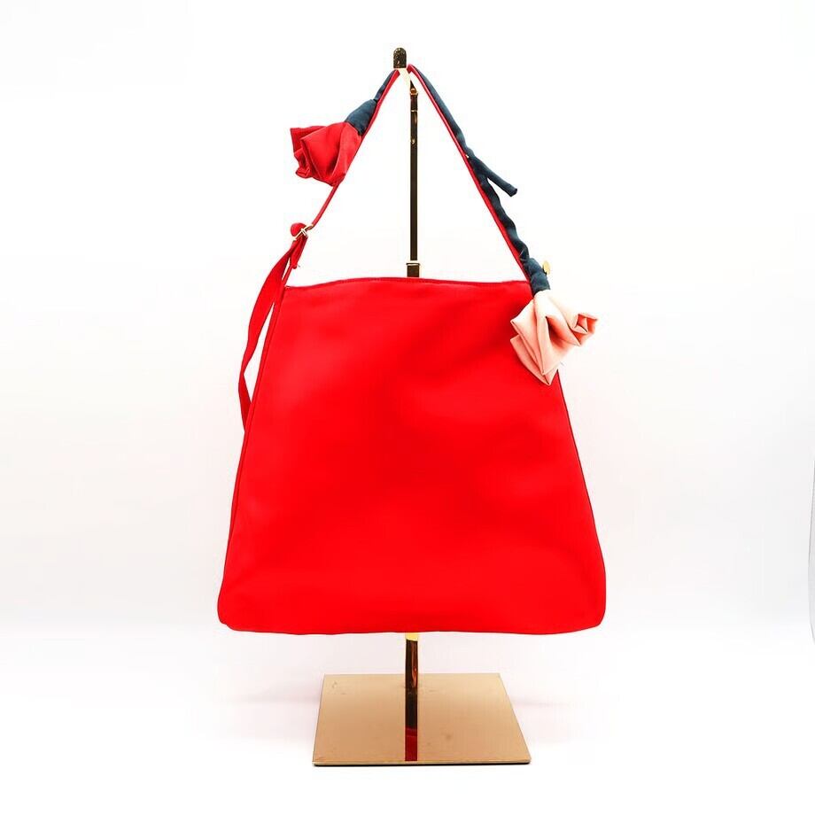 DEMODEE SATIN FLOWER BAG RED