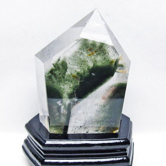 1.1Kg グリーンファントム 六角柱 台座付属 一点物 152-3896