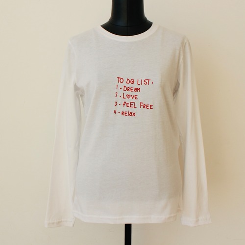 PLEASE 刺繍ポイント入りホワイトロングTシャツITALY:PLE04007 ¥11,000＋tax