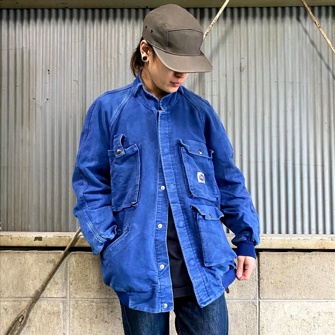 モールスキン Esso アシンメトリーデザイン スタンドカラー ユーロ 
