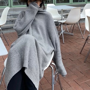 タートルネックルーズニットワンピース A1143