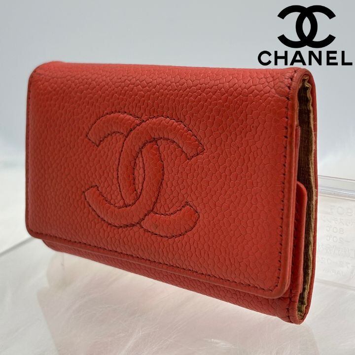 【美品】シャネル 6連キーケース キャビアスキン ピンク ココマーク 付属品有 ✨美品✨CHANEL シャネル キャビアスキンココマーク 6連キーケース