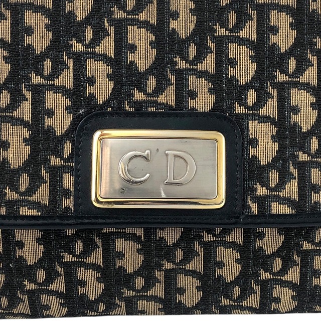 Christian Dior クリスチャン ディオール トロッター ショルダーバッグ ネイビー CD ジャガード チェーン vintage ヴィンテージ オールド bmy3ab