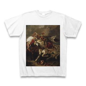 ジャウールとパシャの闘い（ドラクロワ）：厳選名画Tシャツコレクション（ホワイト）