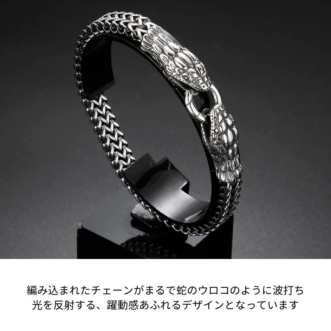 ブレスレット ダブルスネーク 輪を咥える 蛇 ヘビ 腕輪 アクセサリー