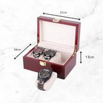 時計収納箱 腕時計 腕時計用収納ケース 時計 木製 アクセサリーケース 収納ケース 小物入れ 小物収納 ロックつき コンパクト 赤 レッド モダン レトロ シック 父の日 ギフト 3枠
