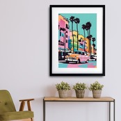 Santa Monica｜カリフォルニアの陽射しを感じるアメリカンヴィンテージポスター｜レトロカラーが映えるおしゃれインテリアA2ポスター