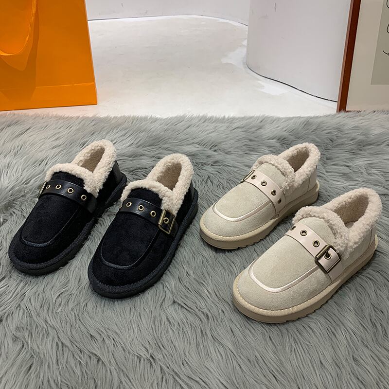 ウィンターカジュアルベルト バックルソリッド カラー 靴 シューズ コットン 冬物 ハーネス ソリッドカラー フェイクシューズ99156069790