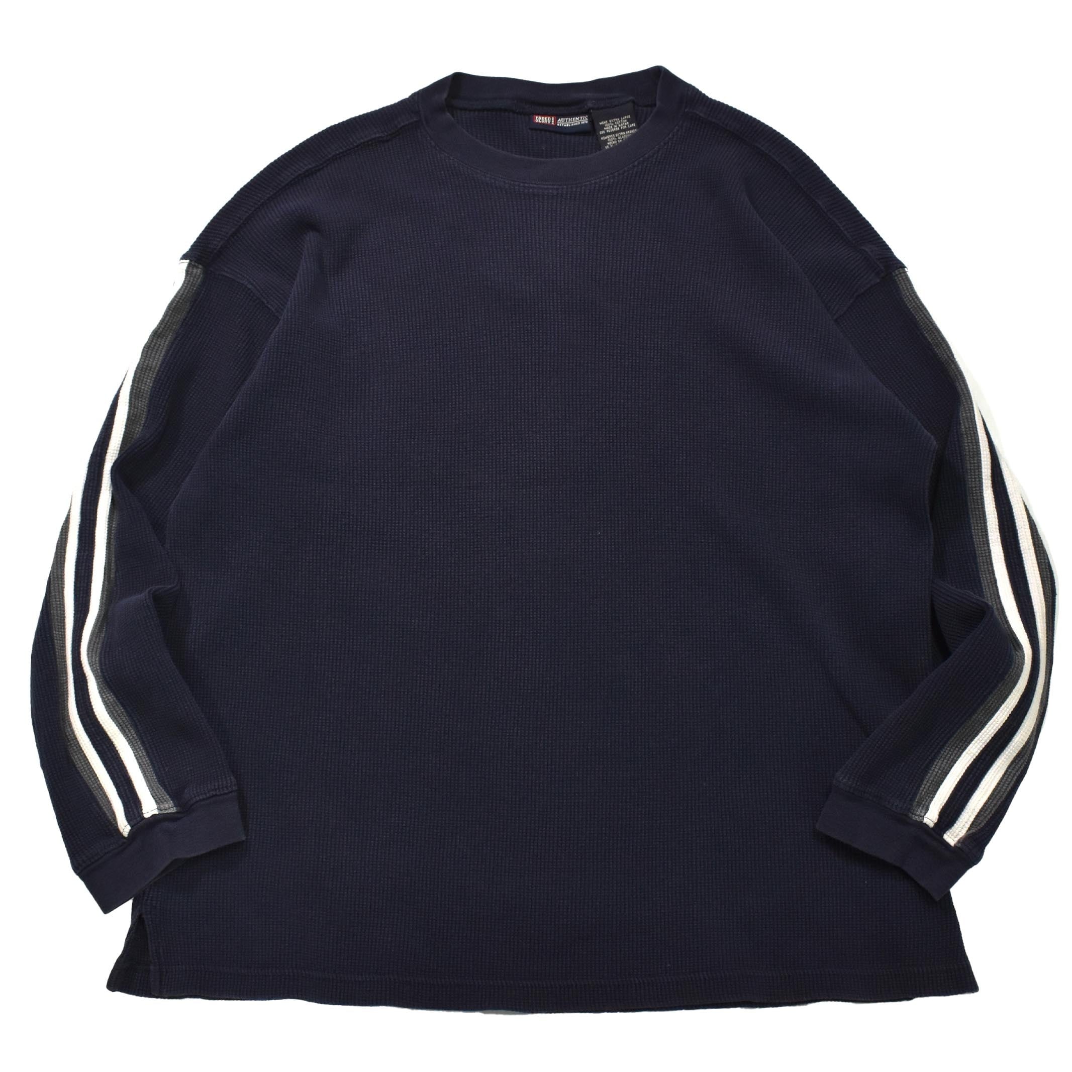 XL] 00's Faded Glory Designed Thermal Shirt Navy | mongos