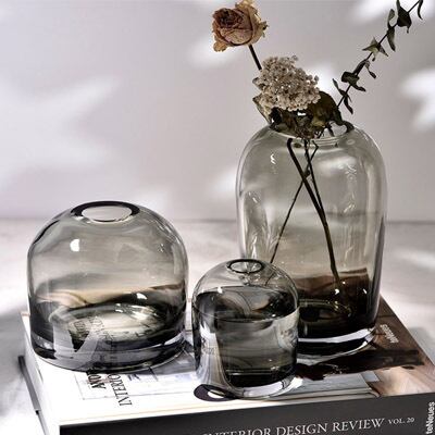 花瓶 M グレーガラス クリアガラス Space Lights