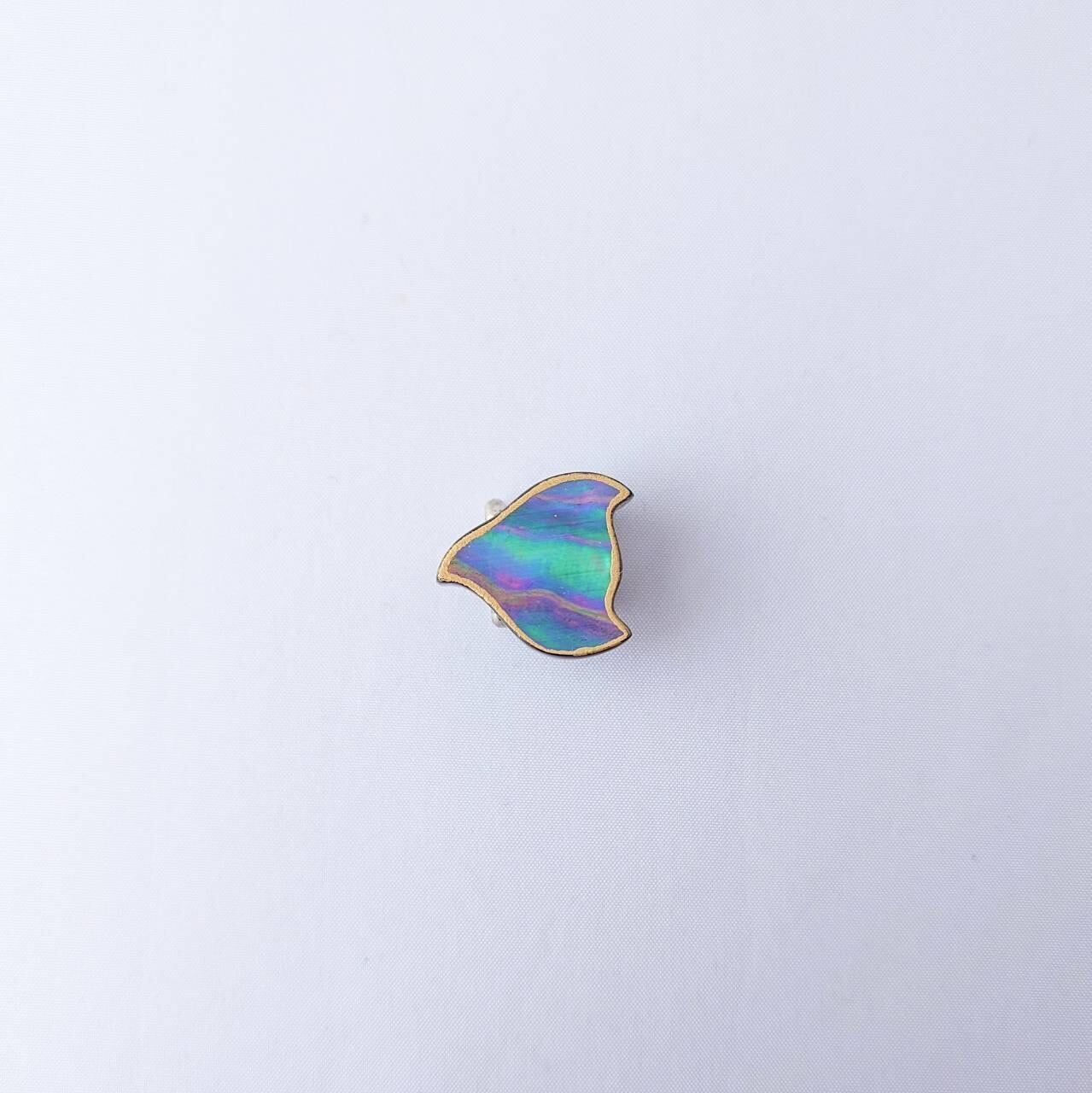 帯留「千鳥螺鈿 」(青貝)