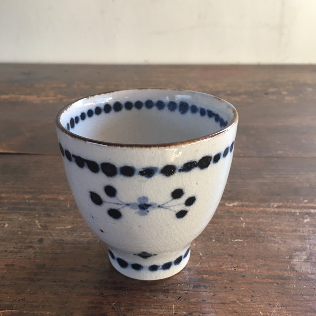 小花文　湯呑み　陶彩窯　砥部焼　