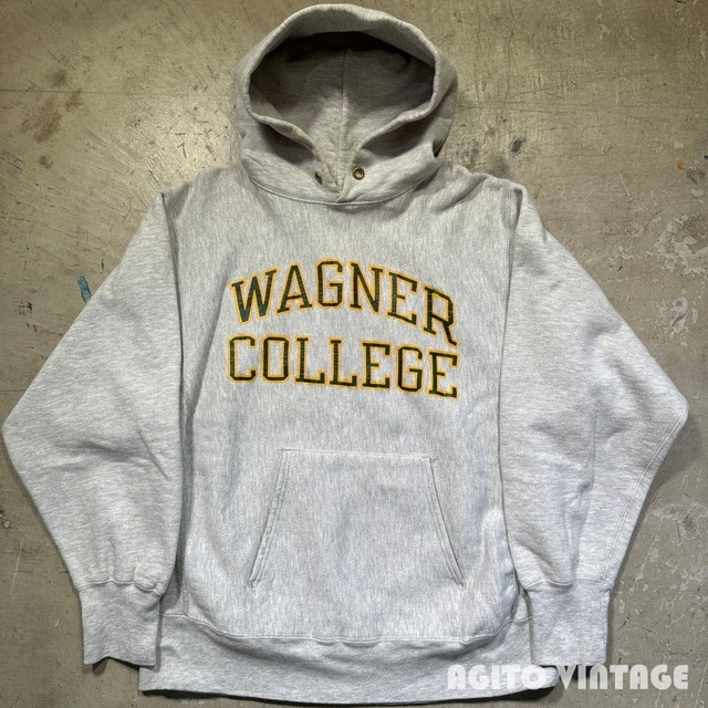 80's Champion チャンピオン リバースウィーブスウェットパーカー WAGNER COLLEGE グレー トリコタグ LARGE USA製 希少 ヴィンテージ BA-2628 RM3047H