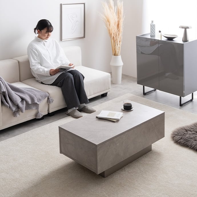 引き出し付き センターテーブル 幅85cm 収納付き テーブル | FIGARO