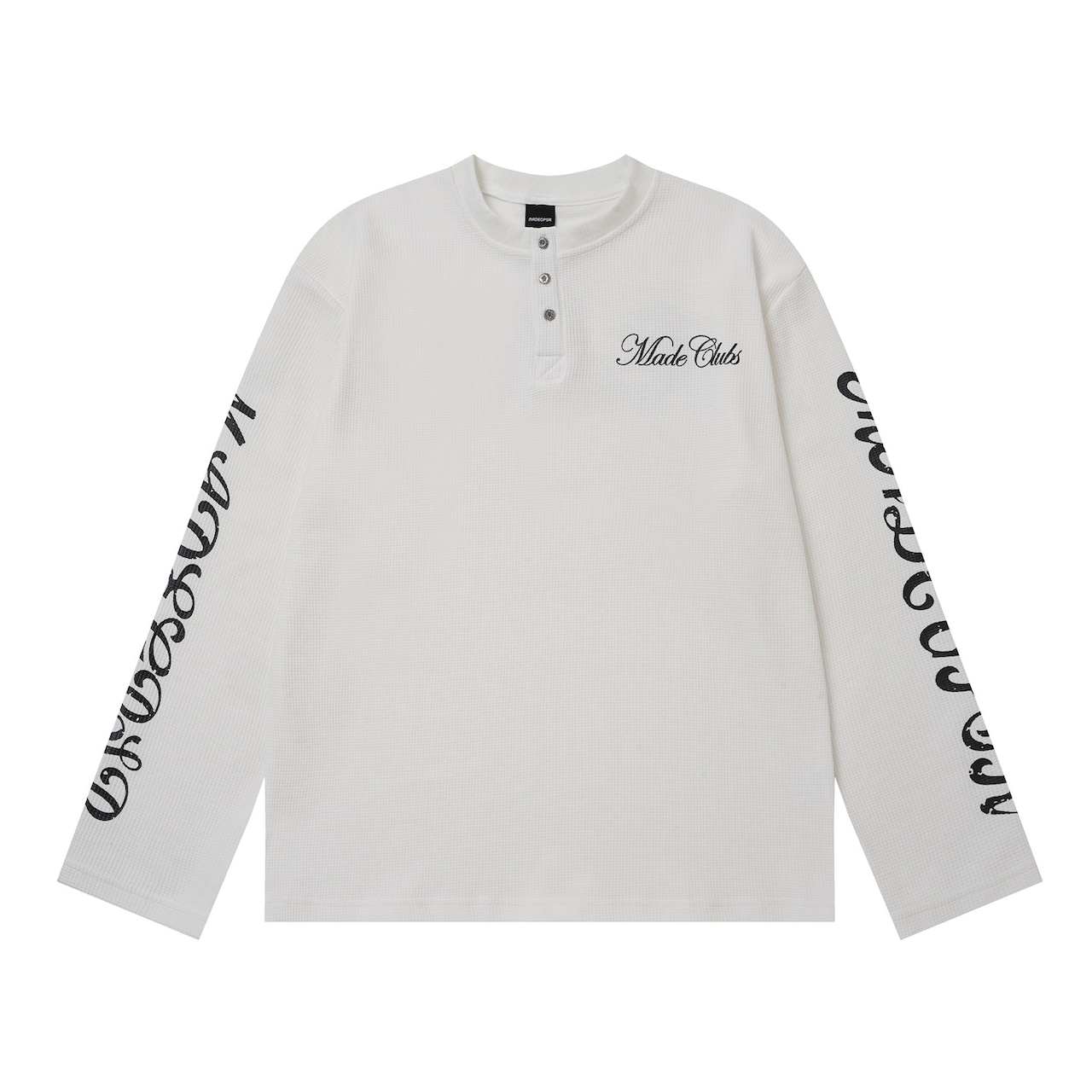 VINTAGE ストリート ダブルライオン ヘンリーネック ワッフルロングTシャツ T2292