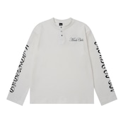 VINTAGE ストリート ダブルライオン ヘンリーネック ワッフルロングTシャツ T2292