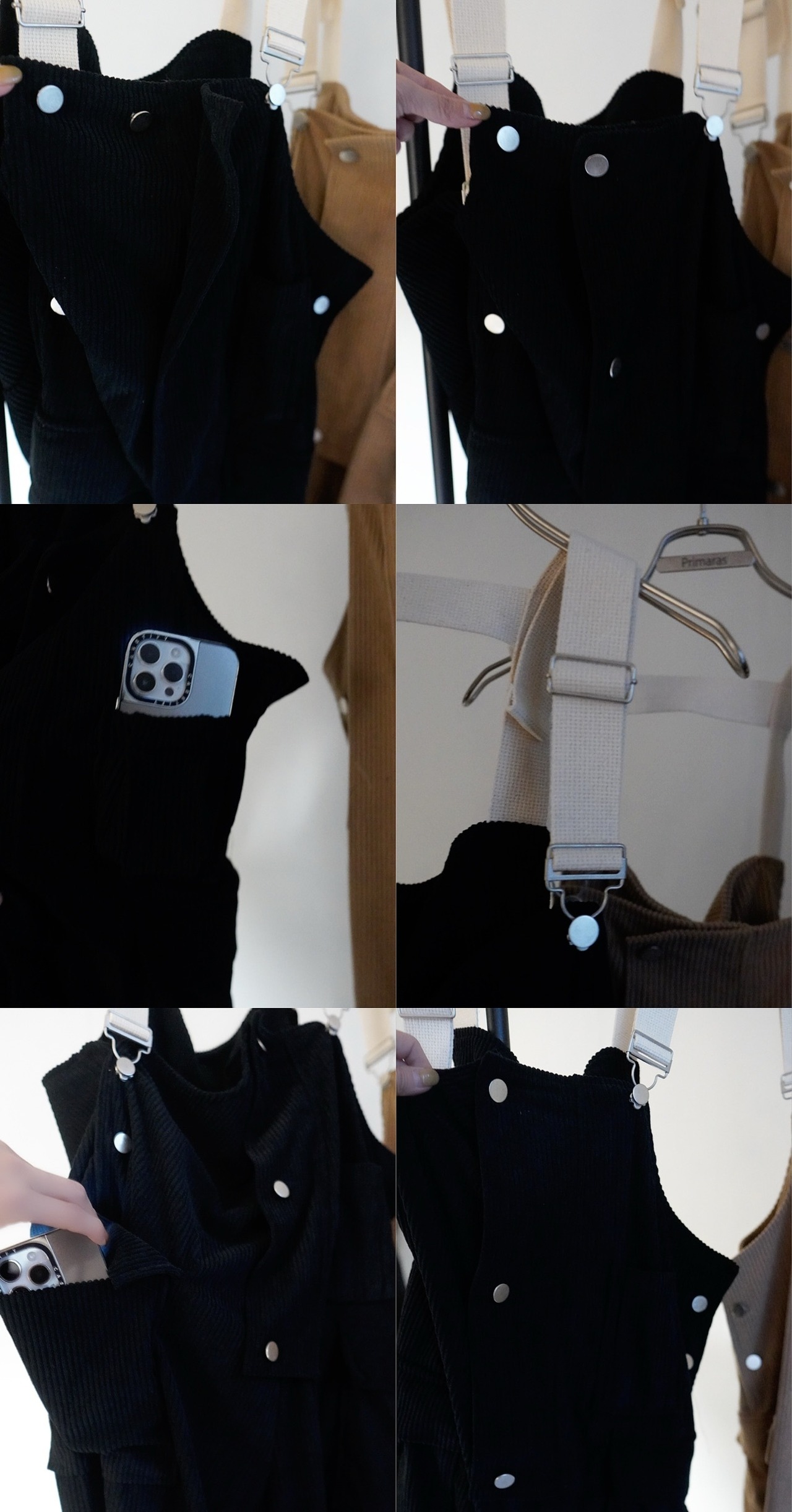 bi-color corduroy サロペット/Black
