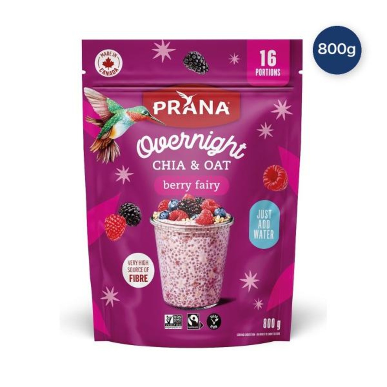 【2セット】PRANA オ－バーナイト チア&オーツ ベリー味 800g