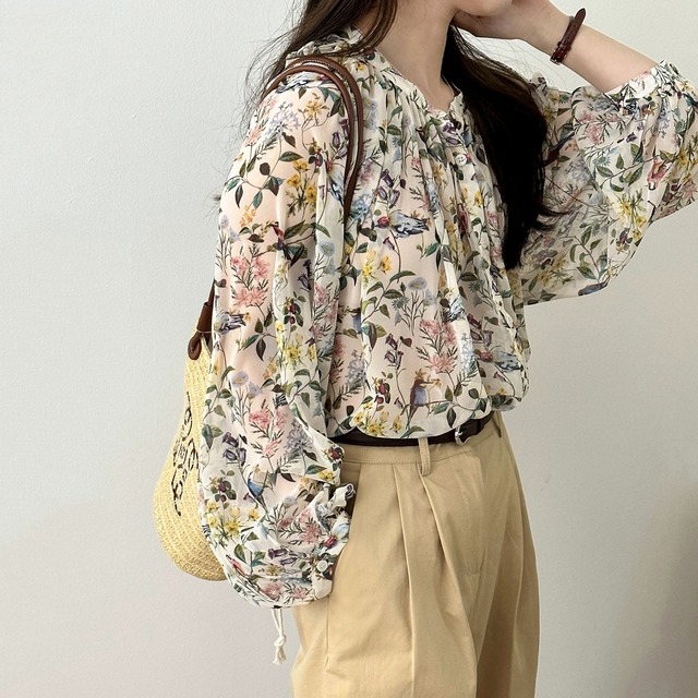botanical sheer blouse