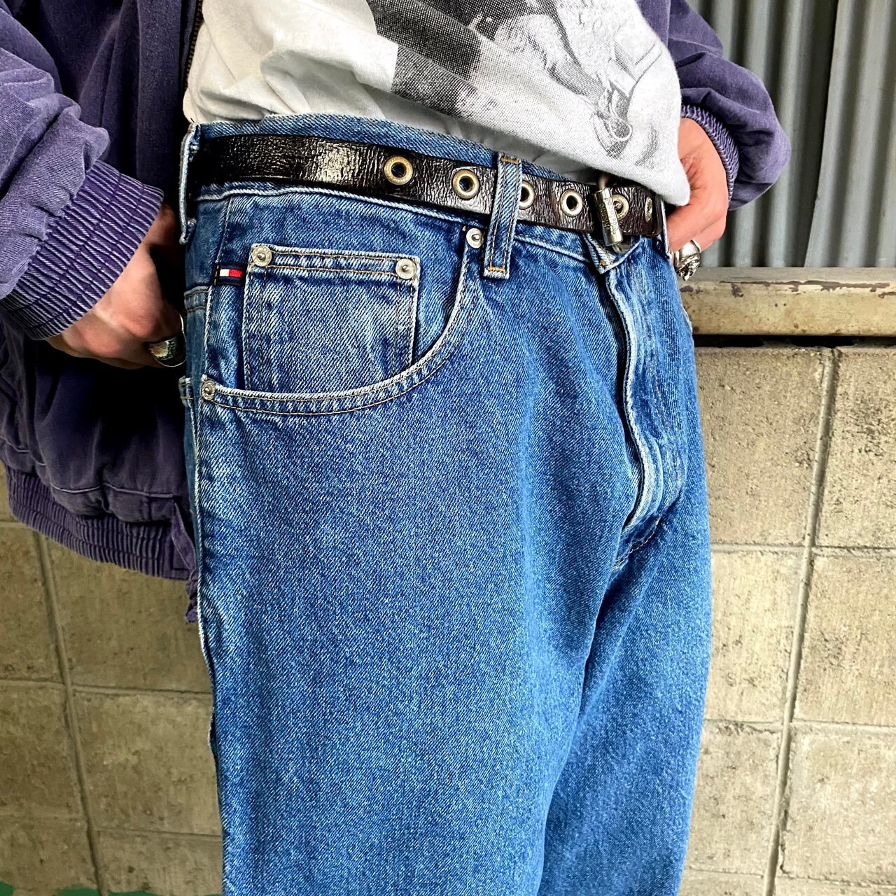 90年代 TOMMY HILFIGER トミーヒルフィガー バギー ワイドデニムパンツ 
