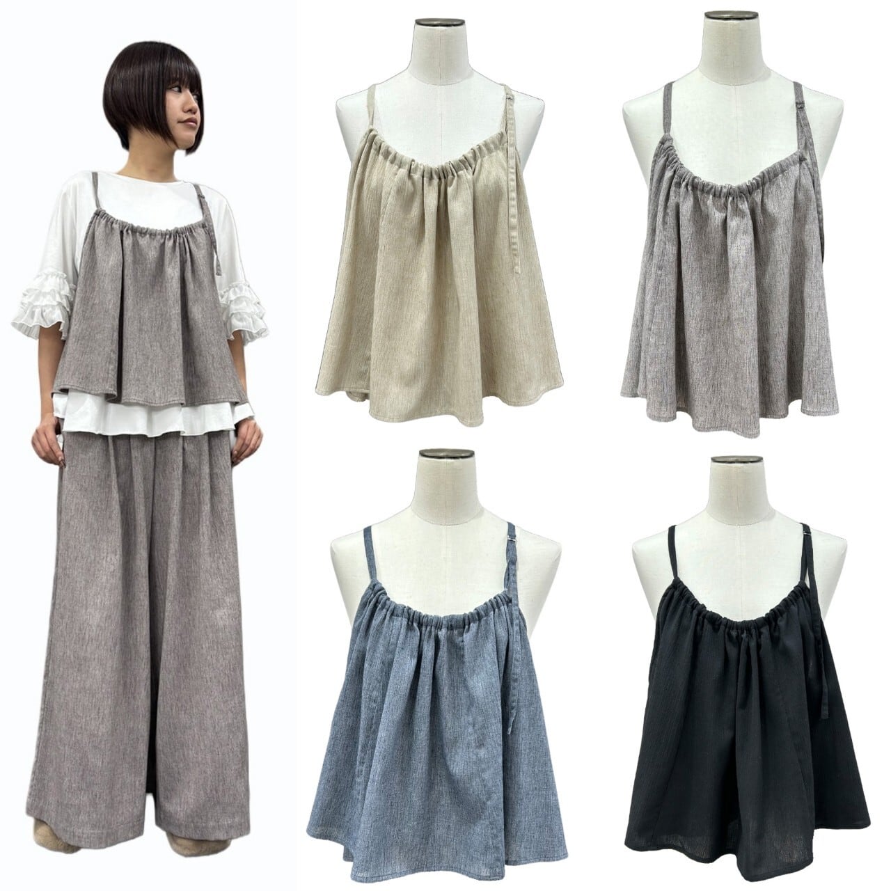 SALE【ayane】リネン混スラブフレアビスチェ 836606 アヤン | red earth