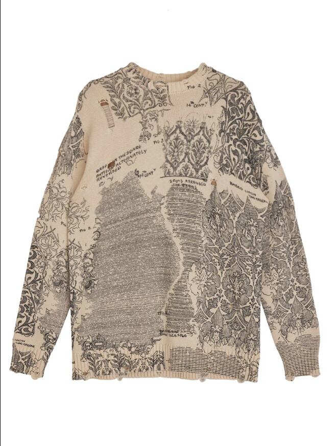 AMERI(Ladies)】UND VINTAGE LIKE HANDWRITING OVER KNIT | CLOAK&CO  