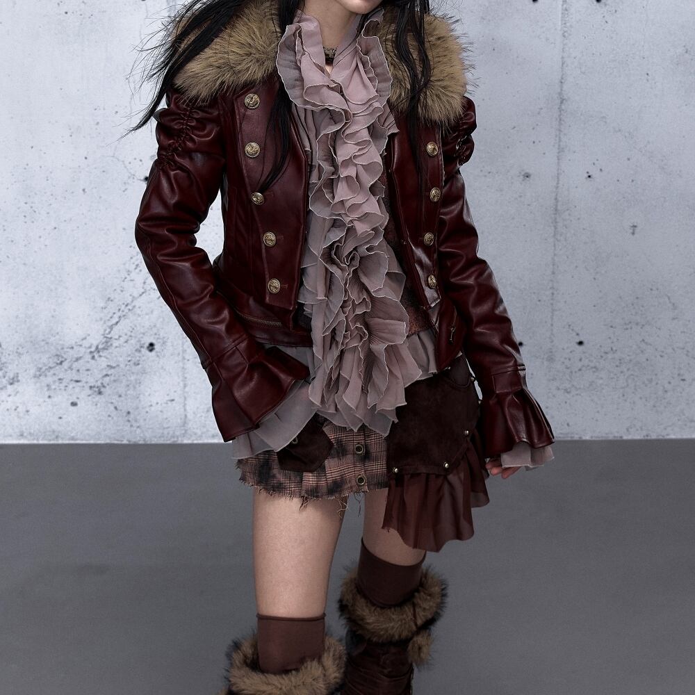Faux Leather Jacket E7172
