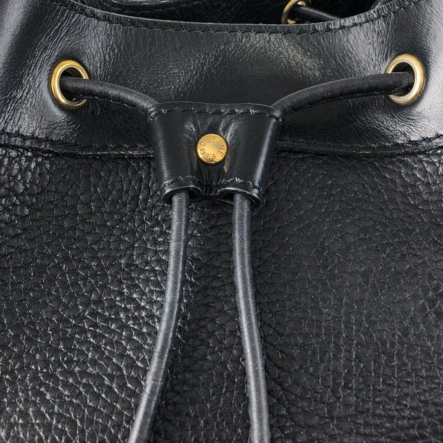CELINE セリーヌ ショルダーバッグ ブラック ガンチーニ レザー 巾着 フロントポケット vintage ヴィンテージ オールド 3gt2jh