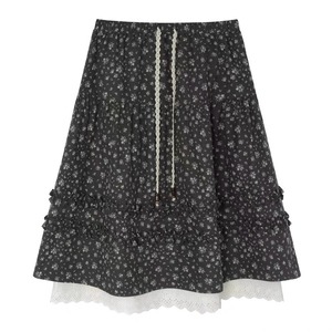 [Two Days off] vintage forest lace floral skirt