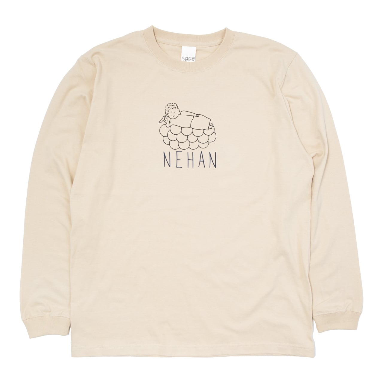 NEHAN 仏像 ロングスリーブ Tシャツ (プリント) サンドベージュ 5.6oz